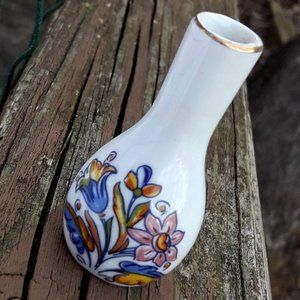 Mini Porcelain Vase Mini Dollhouse Accessory Vintage Vase Flowers Gold Leaf